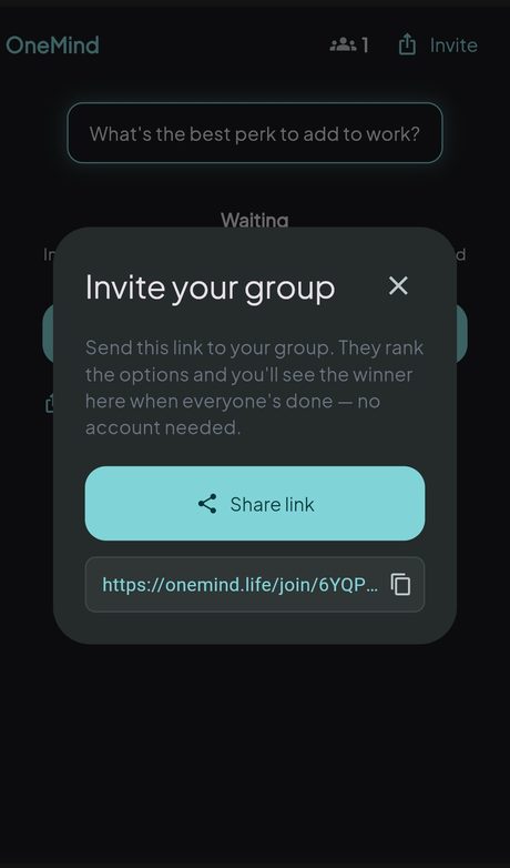 Invite your group with a shareable link